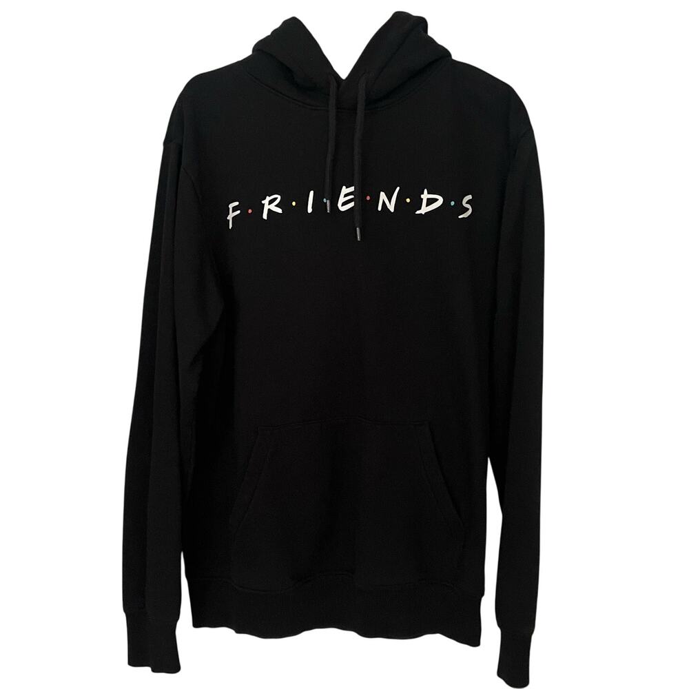 Friends Sz Small Logo Hoodie Black Sweatshirt TV show Divided by H&M Warner Bros